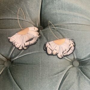 Elegant Black and White Feather Earrings